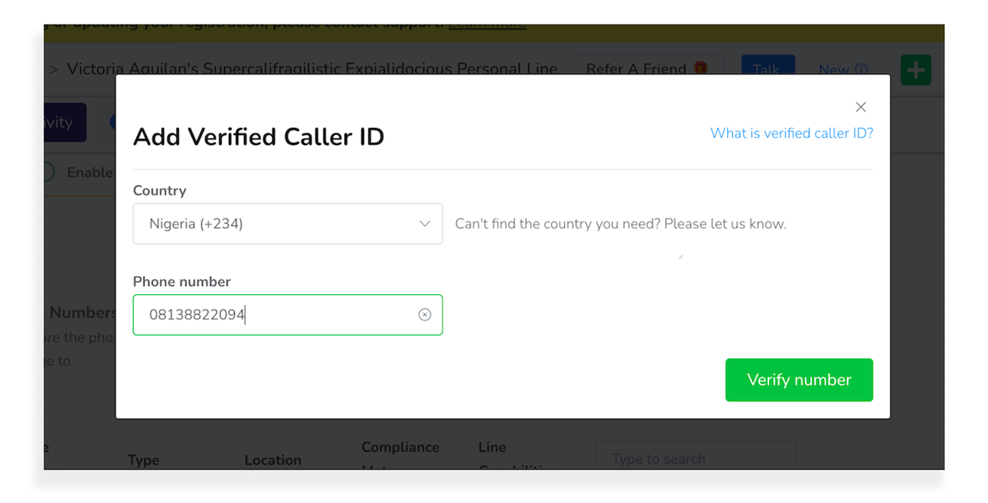 Caller ID Verification